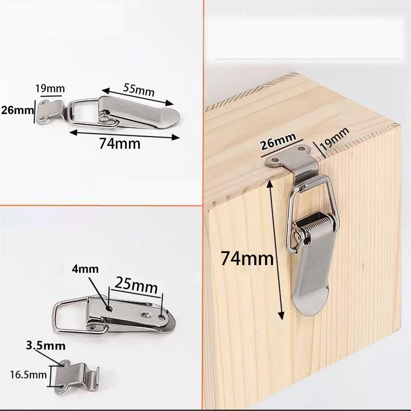 74mm Spring Toggle Latch Hasp, 2Pcs Stainless Steel Tension Clasp,