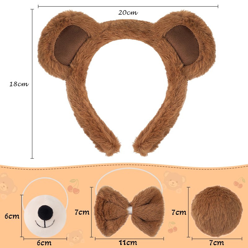 ECLATIQUE Diadema de Felpa, Orejas de Oso y Conejo, Set