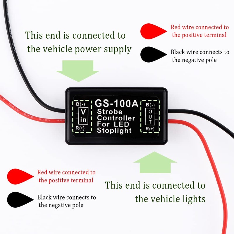 SSNNUU 2PCS 6V-30V GS-100A LED Brake Light Flasher with Pre-Wired,Universal