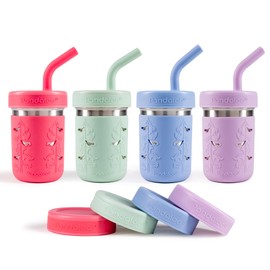 Pandaloo® Smoothie Cups for Kids - Stainless Steel Toddler Tumbler with Straw, Sippy Cup for Smoothies - BPA-Free, Toddler Snack Cups, 10 oz
