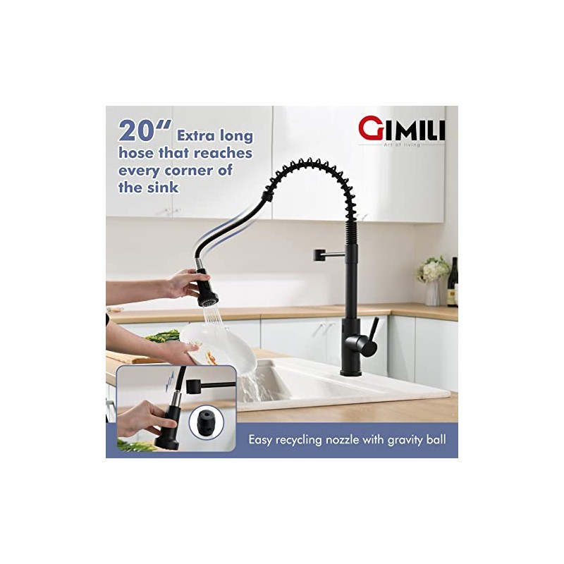 GIMILI Matte Black Touchless Kitchen Faucet Motion Sensor Activated Smart