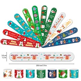 LOKIPA Christmas Slap Bracelets,48 Pieces Kids Slap Snap Band Wristband for for Xmas Party Bag Filler