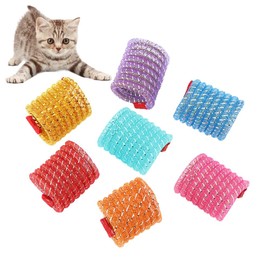WishLotus Cat Toys, 10pcs Interactive Cat Toy Colorful Cat Stick Toy Telescopic Cat Mesh Pole Cat Jumping Toy Flexible & Shapeable Cat Spring Tube Kitten Chew Toys to Kill Time and Keep Fit