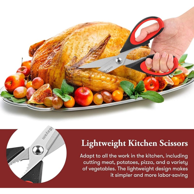 iBayam 2 Pack Heavy Duty Kitchen Scissors Super Sharp Comfort