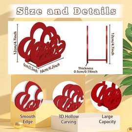 SUPERDANT Heart Shape Wooden Napkin Holder for Tables Red Love Serviette Holder 3D Hollow Carving Napkin Dispenser Tissue for Kitchen Dining Table Countertop Outdoor Decoration 16x12x6CM