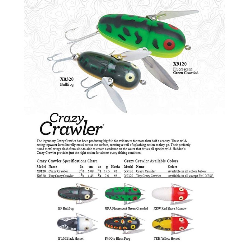 Heddon Crazy Crawler Fishing Lures (Red Shore Minnow, 2 3/8-Inch)