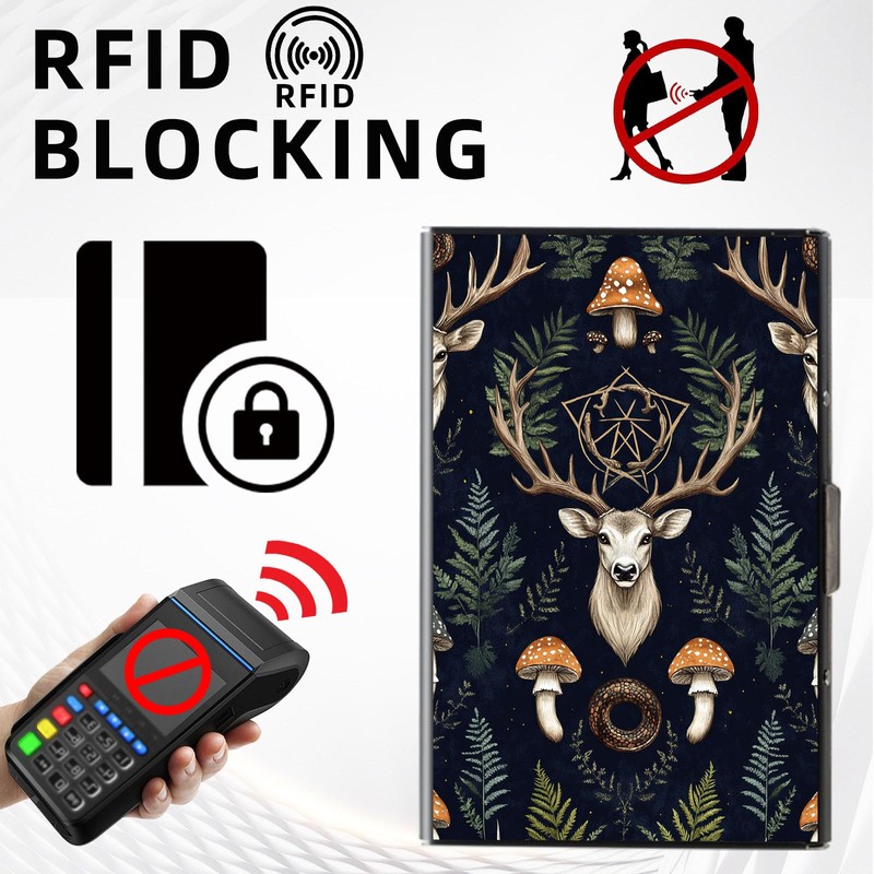Tudguiloae Black Metal Card Holder Wallet, RFID Blocking Multi-Slot Design,