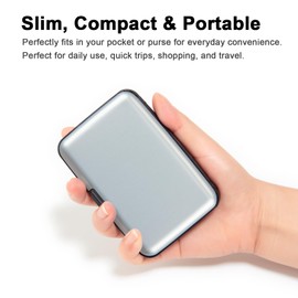 Kaabao Credit Card Holder, RFID Blocking Metal Card Wallet for Women Men Slim ID Card Holders Protector Aluminum Business Hard Case, Silver, Minimalist, Compact, American