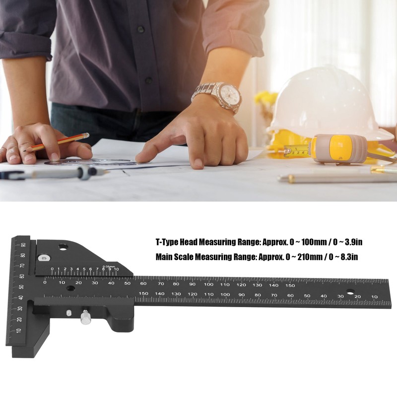 Woodworking Scribing Ruler Aluminum Alloy TType Scriber Carpentry Measuring Marking