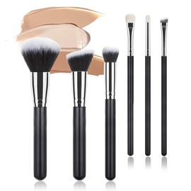 6 Pcs Professional Makeup Brush Set Premium Synthetic Kabuki Foundation Powder Concealer Blending Eyeshadow Makeup Brushes Kit for Face Eyes Makeup Application, Vegan,Cruelty Free