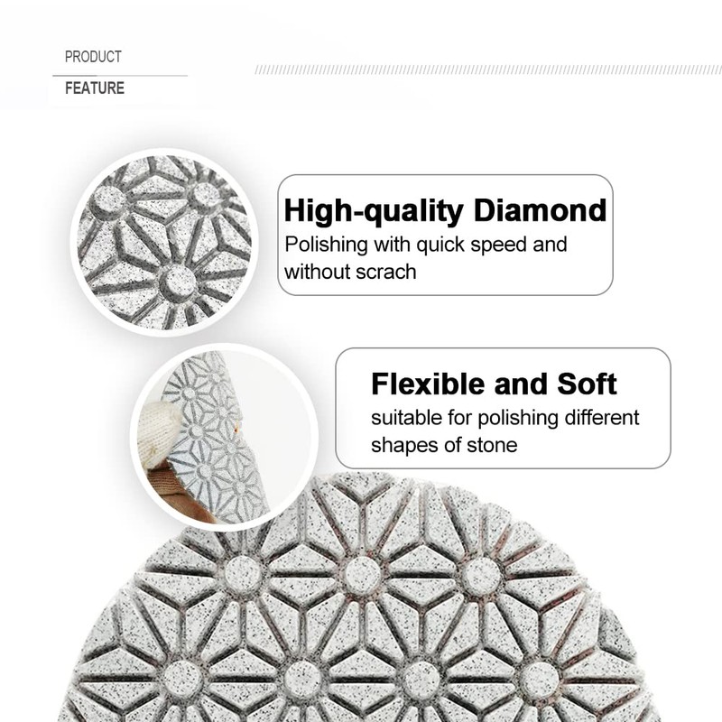 SHDIATOOL 4-Inch Diamond Polishing Pads 3-Step 3 Set Sanding Pads