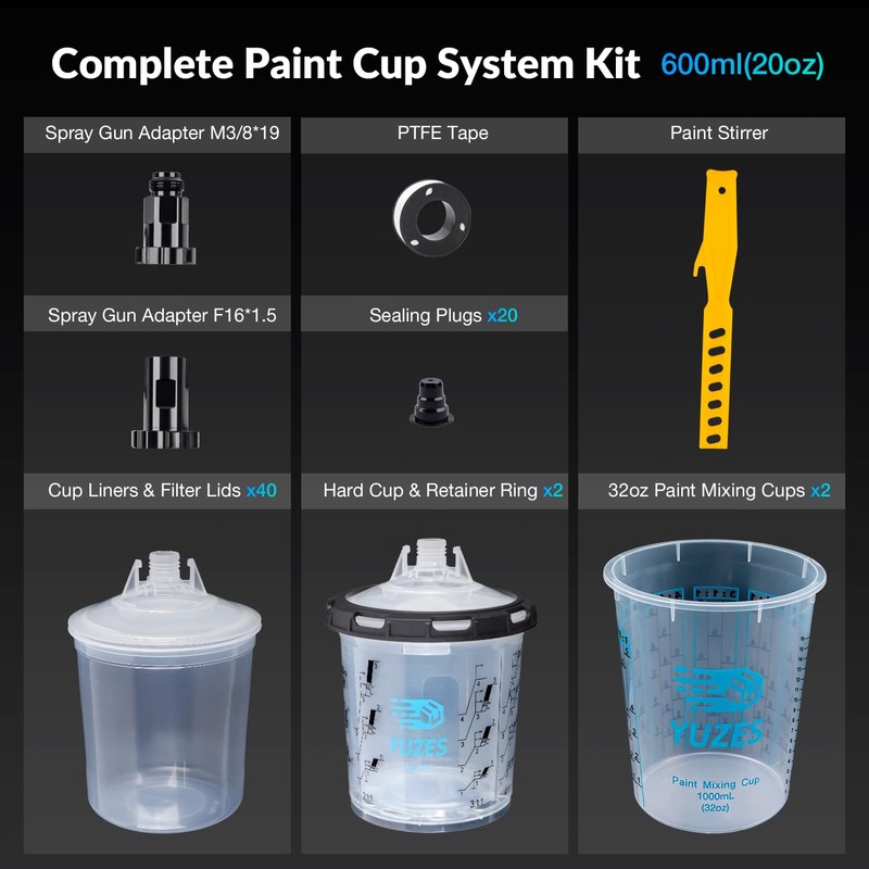 Disposable Paint Cups 20 oz, 40-Pack Paint Cups with Lids