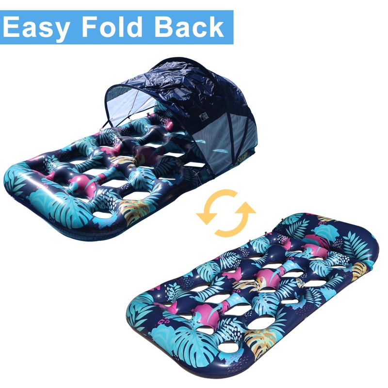 COOLCOOLDEE Inflatable Pool Float with UPF 50+ Sunshade Canopy,Extra Large