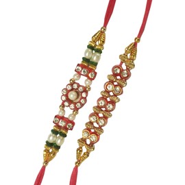 Purpledip Bhaiyya Dooj Rakhi Cesta de regalo para hermano: Rangeela Ganesha Marble Chopra, 2 pulseras Bhai Rakshabandhan, Roli Chawal Tika (rakhi4f), Estándar, Mármol, Cuentas