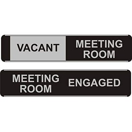 Seco Free Meeting Room/Meeting Room Engaged Sliding Sign, 255mm x 52mm - 1.5mm Brushed Aluminium Composite