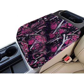 Car Console Covers Plus Made in USA Fleece Auto Armrest Center Console Cover for Fold Down Center Console Designed for Chevy Silverado and All GMC Trucks or SUV 2014-2018 (Muddy Girl)