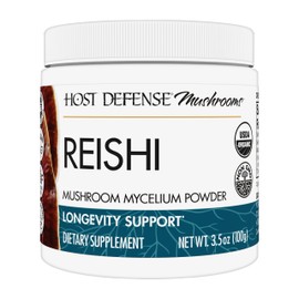 Host Defense, polvo de hongos Reishi, apoya la energía, la salud cardiovascular y la respuesta al estrés, suplemento orgánico certificado, 3.5 onzas  