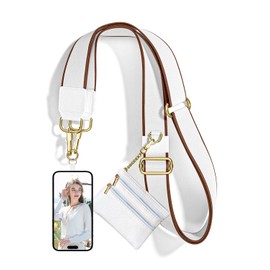Nipichsha Crossbody Phone Strap with Wallet, Clip and Go Strap for Phone with Wallet, Adjustable Crossbody Cell Belt with Zippered Pouch, Neck Shoulder Cell Lanyard for Women, Apricot