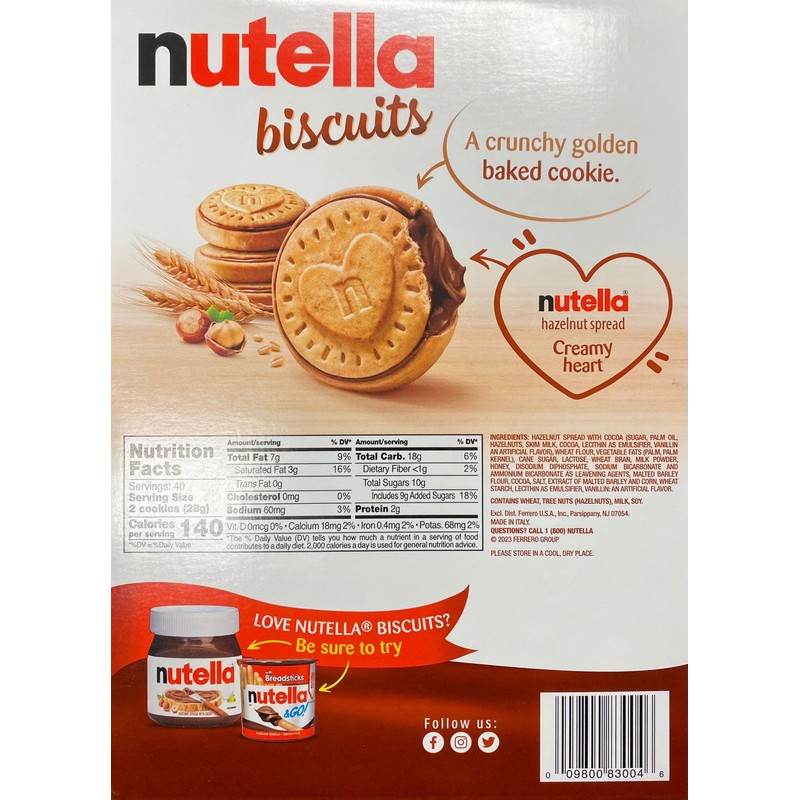 Nutella Biscuits, Hazelnut Spread With Cocoa, cookie with a creamy