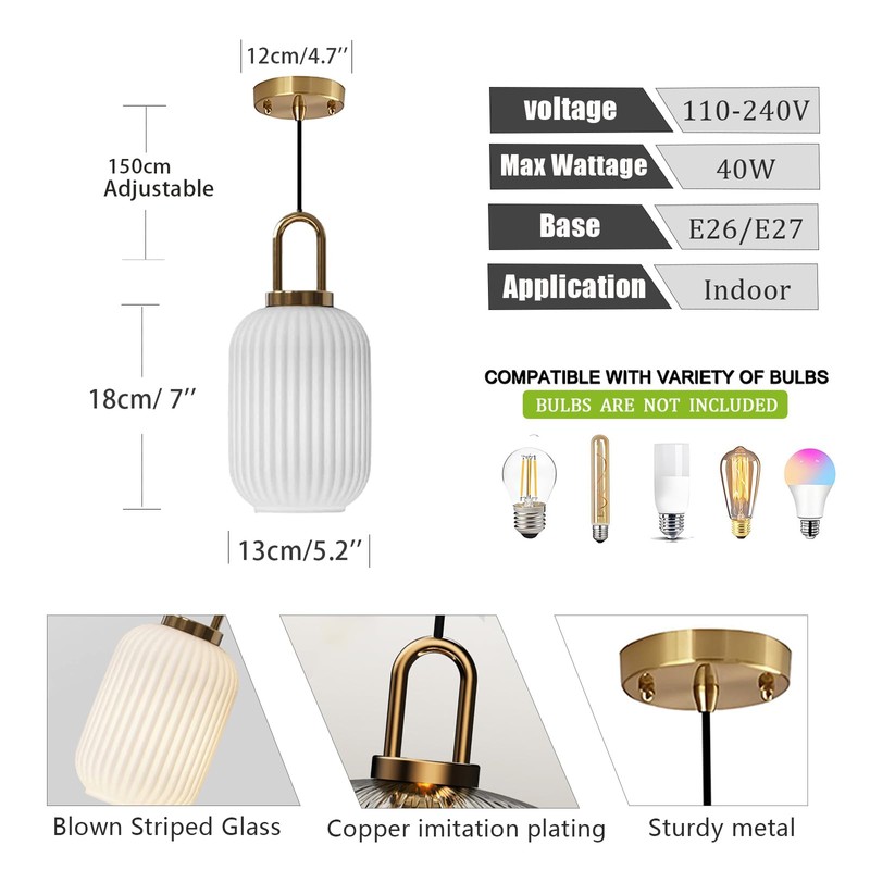 Brikey Brass Gold Pendant Light - Clear Glass Ceiling Lamp