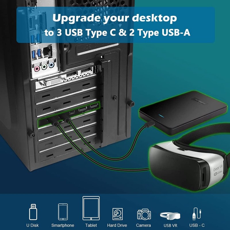 Aribrnten PCIe Expansion Card to 5 Port (3X USB C,2X