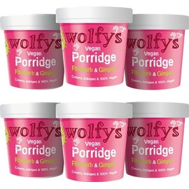 Wolfys Vegan Porridge, Rhubarb & Ginger, 84g (Packof 6)