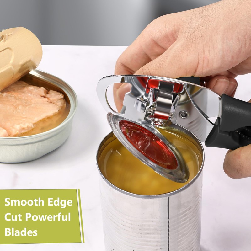 Tin Opener, Lychico 4-in-1 Can Opener Handheld Heavy Duty Stainless