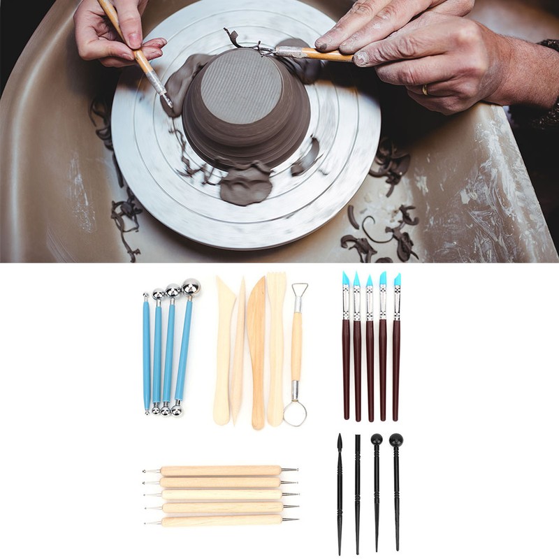 Wooden Pottery Clay Craft Sculpting Modeling Tools DIY Carved Art