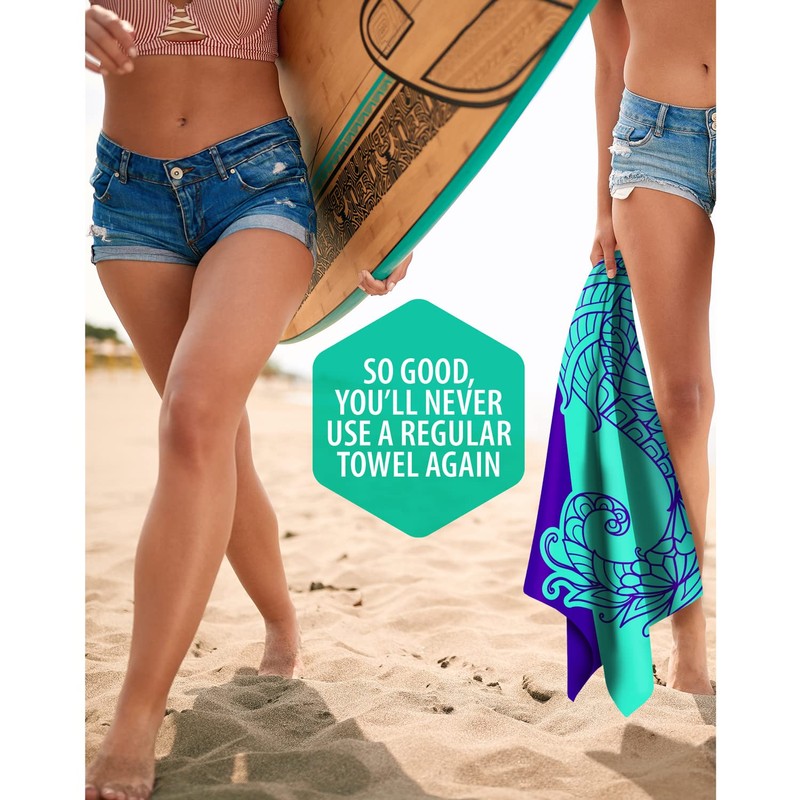 VENTURE 4TH Microfiber Beach Towel: Quick-Dry, Compact, Sand-Free, Absorbent, Sandproof