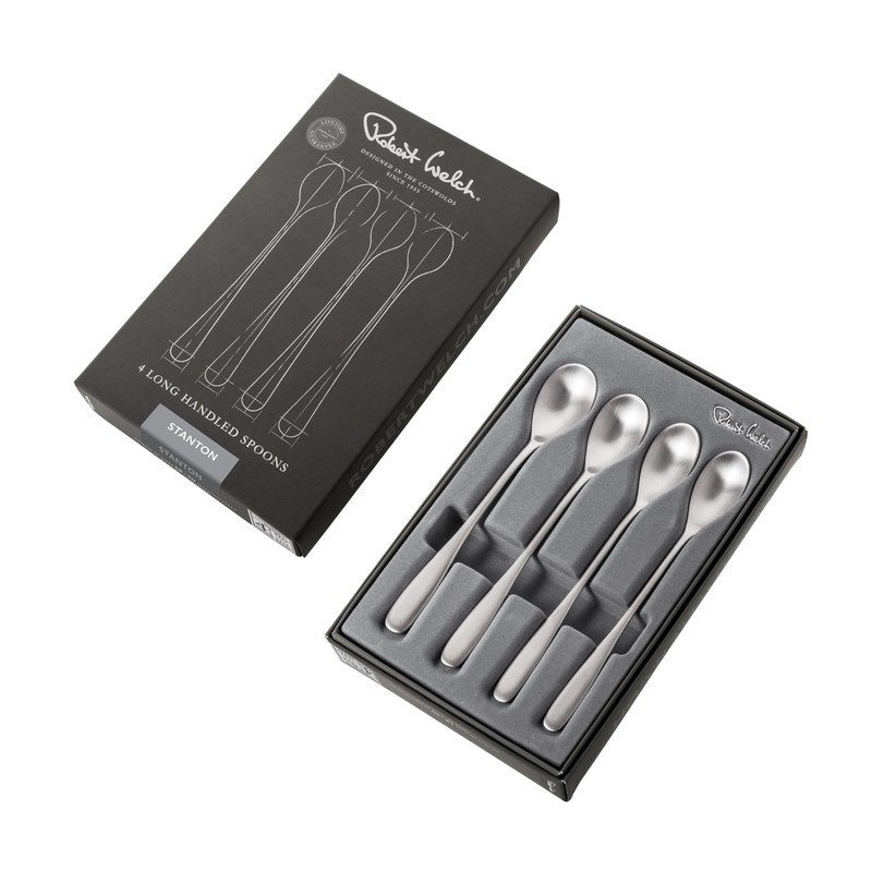 Robert Welch Stanton Satin Long Handled Spoon, Set of 4.