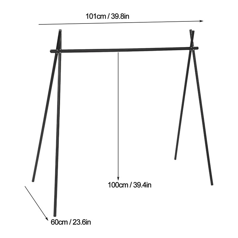 Hanging Rack Black Tripod Structure Folding Hanging Shelf with Storage