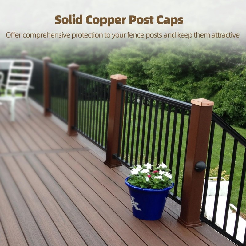 6 Pcs 3.5" x 3.5" Solid Copper Post Cap Fence