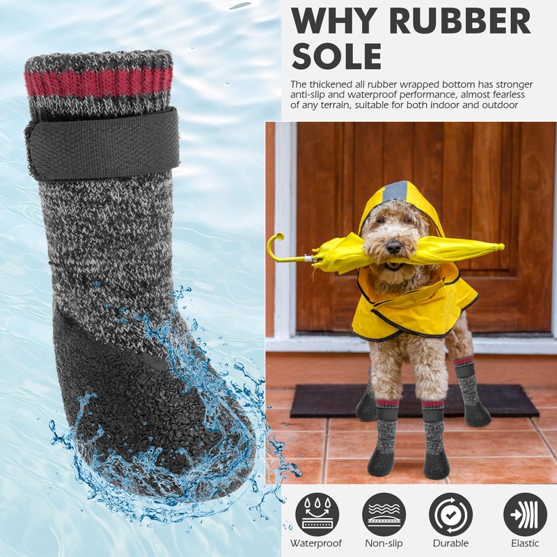 Mihachi Dog Socks Rubber Sole Paw Protectors with Straps Traction