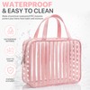 Edelefas Clear Pink Striped PVC Makeup Bag, Large 10.2 x