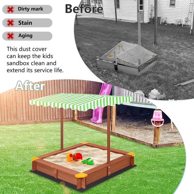 Owlcover Wood Sandbox Replacement Canopy - Green Top Cover for