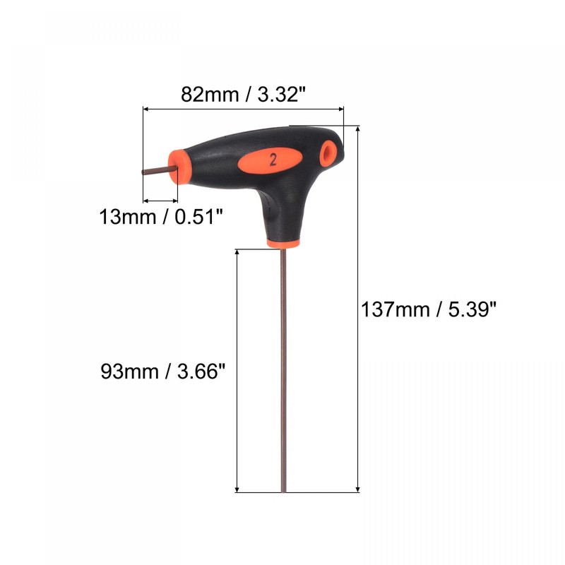 sourcing map 2mm Hex Key T-Handle Dual End Wrench Spanner,