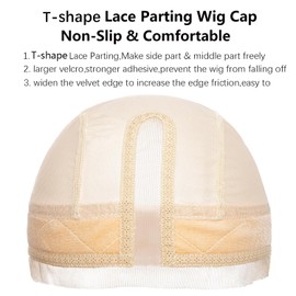 T-shape Wig Caps with Grip Band for Keeping Wigs in Place Wig Caps for Women Adjustable Wig Grip Cap Band Blonde Wide HD Transparent Lace for Front Wigs with Makeup Tools
