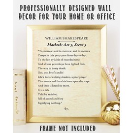 William Shakespeare - Macbeth - Tomorrow and Tomorrow - Classic Drama Poster Print for Home, Office and Theater Decor, Perfect for Literary and Theater Fans, 11x14 Unframed Typography Book Page Print
