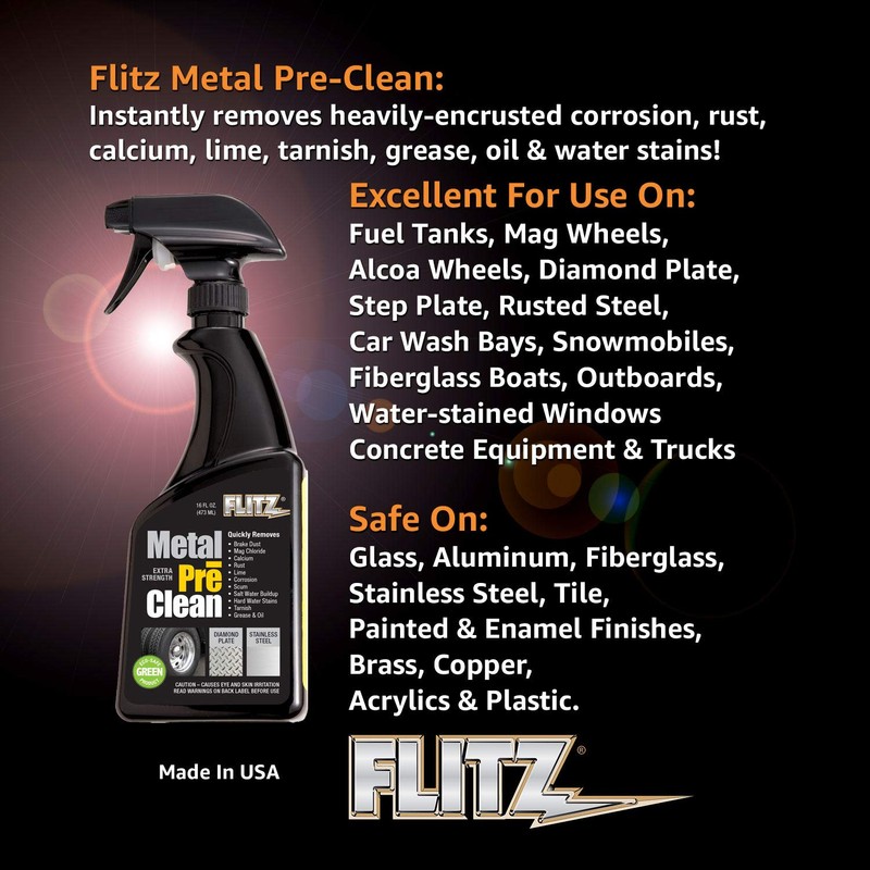 Flitz Metal Pre-Clean - 16oz of USA-Made Stainless Steel Cleaner