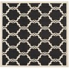 SAFAVIEH Courtyard Collection Area Rug - 5'3" Square, Black &