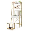 Costway 2-in-1 Vanity Table Set Flip Top Mirror Ladder Storage