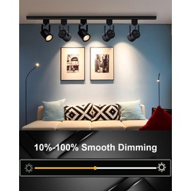 MOCAOIRE Black Track Lighting Heads,2700K-6500K Stepless Dimming H Type LED Track Light Heads Dimmable Rail Ceiling Spotlight Fixtures Accent Art Task,Flicker Free CRI90+ 24°10W 1000LM,Black 16 Pack