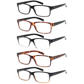 Kerecsen Reading Glasses 5 Pairs Quality Readers Spring Hinge Glasses for Reading for Men and Women (5 Mix Color, 2.00, x)