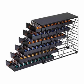 ZCDCP Coffee Pod Holder, 6 Tiers Coffee Pod Drawer for Nespresso Original Capsule Storage, 180 Capacity Pods Holder for Counter Organizer, Matte Black