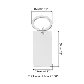 Patikil 12Pcs Metal Stamping Blanks, Rectangle Stamping Tags, Stainless Steel DIY Name Tag for Laser Engraving Keychain Couples, Silver Tone