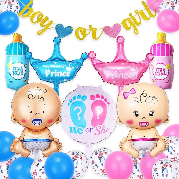 Simin 28 PCS Gender Reveal Balloons Set - Boy or