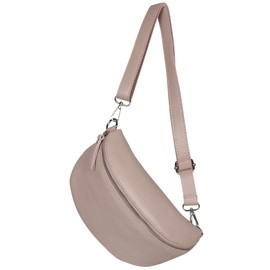 AmbraModa GLX1 Unisex Small Waist Bag Bum Bag Shoulder Bag Made of Genuine Leather, Nuderosa, Waist bag, bum bag, shoulder bag