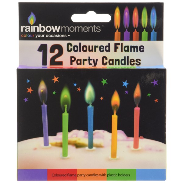 Boxer Gifts 12 Coloured Flame Party Candles | Multicoloured Flames | Perfect For Birthday Cakes