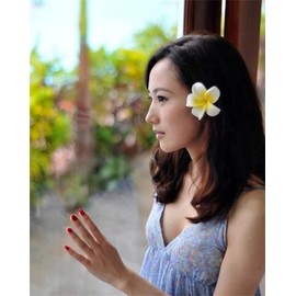 Hawaiian Flower Hair Clips Plumeria Hair Barrettes Clip for Women Girls White Floral Hairpins for Summer Beach Hair Accessories 3pcs