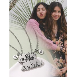 PESOENTH Friendship Bff Necklace for 2,Best Friend Necklaces Cute Dog Cat Jewelry for Women Funny Best Friend Birthday Christmas Graduation Gifts for Friends Female